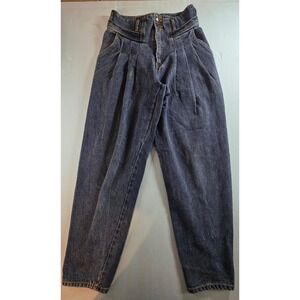 Vintage London London Pleated High Rise Tapered Mom Jeans Blue Denim Size 9/10